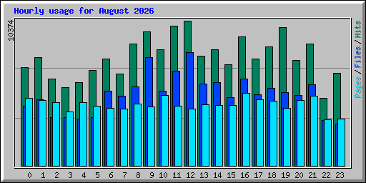 Hourly usage for August 2026